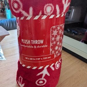 Holiday Time Red Plush Snowflake Throw Blanket